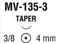 Monosof/Dermalon микрохирургическая колющая ⅜ круга 4 мм кривизна 140° длина иглы 3.08 мм радиус 1.64 мм MV-135-3
