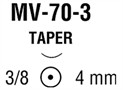 Monosof/Dermalon микрохирургическая колющая ⅜ круга 4 мм кривизна 140° длина иглы 3.08 мм радиус 1.64 мм MV-70-3